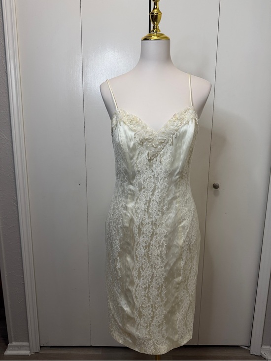 New Leaf Dresses & Skirts - Ivory Lace-Front Midi Slip Dress with Delicate Straps